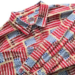 VTG BARN FLY Made in USA Fly Fishing American Flag Sport Shirt Sz XL Mens Cotton
